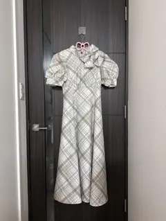 WILLSELECTION サイドネックリボンチェックワンピース