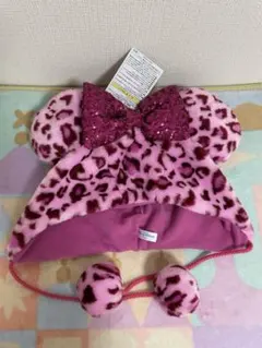 ファンキャップ フリーミニー レオパード ピンク スパンコールリボン ヒョウ柄