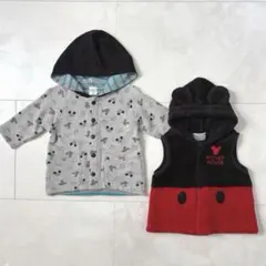 ディズニー ミッキー アウター パーカー ベスト フリース 男の子 70 80