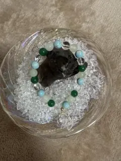 天然石ビーズブレスレット 青緑