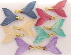ハンドメイド　コネクターチャーム　ガラスビーズ　人魚　マーメイドテール　10個