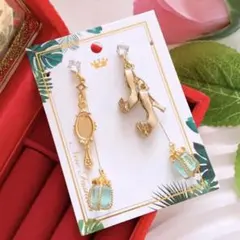 大人可愛いෆ プリンセス asymmetry レディース ハンドメイド ピアス