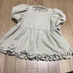 coca フロッキードットブラウス　ベージュ　M