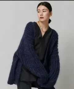 【HAVEL Studio】アパルトモン モヘア ロング カーディガン ネイビー HAVEL Studio】アパルトモン モヘア ロング カーディガン ネイビー