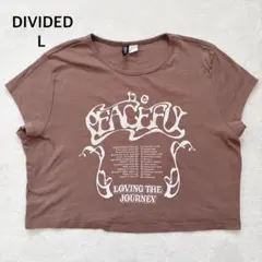 DIVIDED H&M 半袖 Tシャツ L 春夏 ブラウン プリント 短丈 ラフのサムネイル