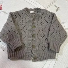 かぎあみカーディガン　テータテート　グレージュ　サイズ80