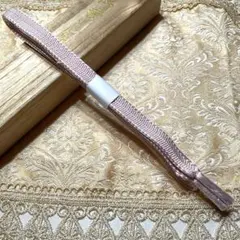 着物-帯締め598 【正絹】淡桜色×白ライン 優しい上品カラー 可憐コーデ