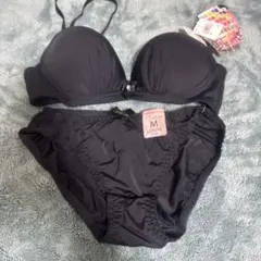 ノンワイヤー ブラ ショーツ セット アンダーウェア M 下着 ブラック