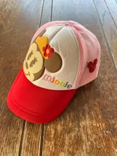 ミニーマウス キャップ 赤 ピンク 子供用