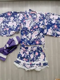 Kiss & Be 浴衣ドレス 花柄 ネイビー