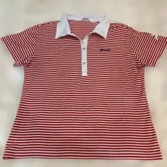 Srixon レディースポロシャツ L 赤/白ストライプ　サイズＬ　断捨離大掃除