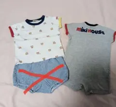 週末価格　ミキハウス　2点まとめ売り　Tシャツ70　ショートオール80