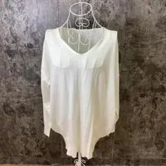 GU ジーユー✨Vネックニットチュニック✨長袖 ホワイト XL 良品