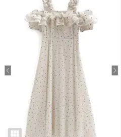 GRLドット柄フリルオフショルダーフレアロングワンピース[ru1165