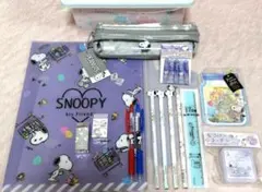 ☆スヌーピー文房具セット☆2ルームペンケース,ファイル,鉛筆,SARASAペン