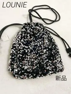 新品未使用✨LOUNIE ルーニー　スパンコール巾着ショルダーバッグ　ブラックのサムネイル