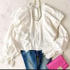 スローブイエナ フリルブラウス ボリューム袖 レース