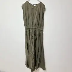 サンフラワーエイト【L】フレアワンピース/フレンチスリーブ 綿 麻 シンプル