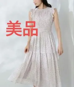 【美品】 NATURAL BEAUTY BASIC　楊柳フリルスリーブワンピース