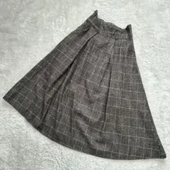 グレー系チェックフレアスカート☆ふわモテ❤︎膝下
