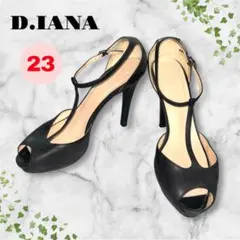 ダイアナ❤本革オープントゥパンプス　11cmピンヒール　黒　23cm　即購入可能