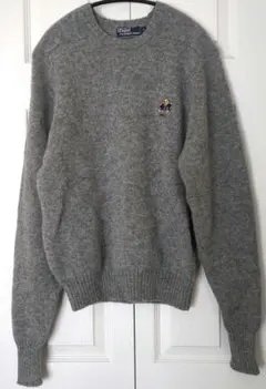 ポロ・ラルフローレン　ベア刺繍 グレー クルーネックセーターMサイズ