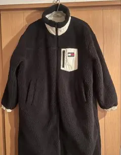TOMMY トミージーンズ M リバーシブルシェルパコート ボア 黒 ロング丈