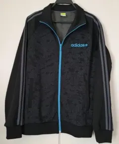 adidas ジップアップジャケット ブラック/ブルー