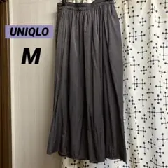UNIQLOドレープギャザーロングスカートMダークグレー