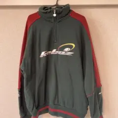 Keboz ハーフジップ トップス ダークグリーン/レッド