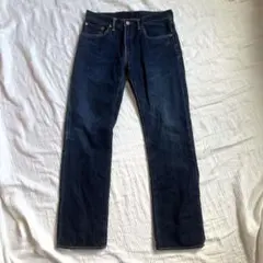 美品☆リーバイス502/W32L33/ダークブルー/ストレートデニム/革パッチ
