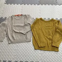 GLOBAL WORK 子供用ケーブル編みセーター 2点セット L(2点セット)