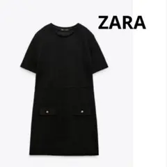 ZARA 半袖 ブラック ワンピース Mサイズのサムネイル