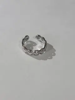 シルバー 波状 オープンリング フリーサイズ シンプル S925