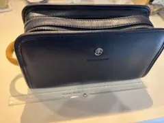 CASTELBAJAC 紺色レザー セカンドバッグダブルファスナー￼のサムネイル