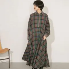 KBF チェックロングワンピース
