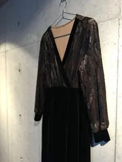 お値下げ中♪SHEIN0XLレースベルベットロングワンピース