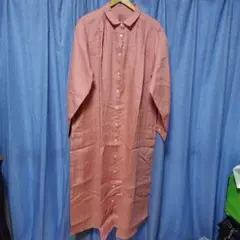 無印良品 長袖シャツワンピース リネン 洗いざらし