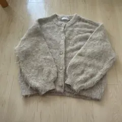 ベージュ モヘア混紡 カーディガン