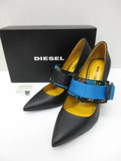 DIESEL パンプス レザー ピンヒール バックルベルト 39 黒 aのサムネイル