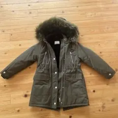 値下❗️ZARA kids 140 カーキオリーブ色 コート 10 ファー付き