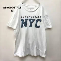 エアロポステール 半袖カットソー クルーネック ロゴパッチ M 白 綿