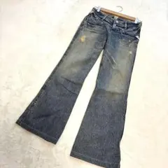 ダメージ加工 ブーツカットデニム ジーンズ ヴィンテージ カジュアル