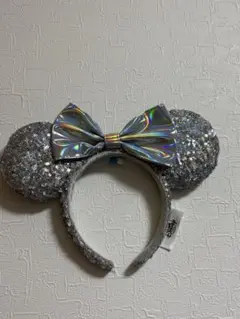 シルバー ミッキー耳カチューシャ 香港　スパンコール