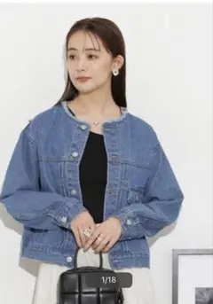 ノーカラー デニムジャケットのサムネイル