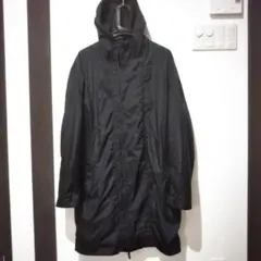 【中古】フード付き ロングコート アウター ブラック L