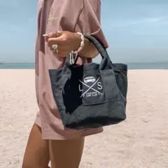 西海岸スタイル☆LUSSO SURF ミニトートバッグ　ブラック　ベイフロー