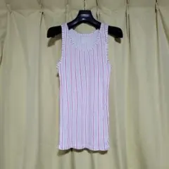 Hanes　リブ　ストライプタンクトップ