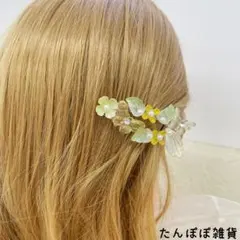 ハンドメイド　和風　ガラス飾り　ヘアピン　ヘアクリップ　キラキラお花葉蝶々03
