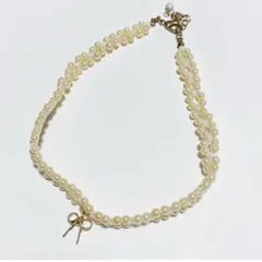 新品⭐︎OSEWAYA お世話や ビーズとリボンチャームのチョーカーネックレス